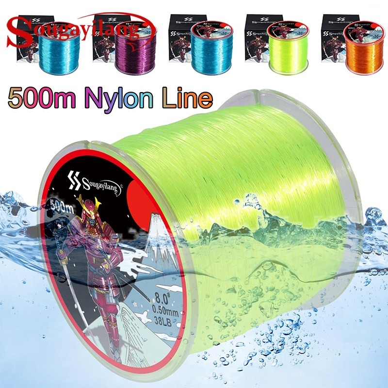 Linha De Pesca De Fluorocarbono Sougayilang Treple 500M 7-38LB Nylon Linhas De Superfortes