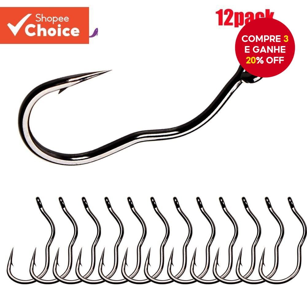 12pçs Ganchos De Pesca Mágicos De Liga De Titânio Com Flip Automático Para Anti-Corrida/Queda