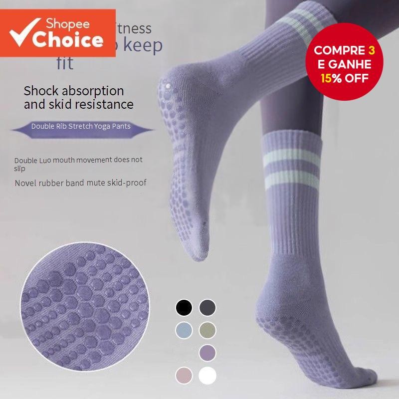 Meias De Ioga Antiderrapantes Para Mulheres  Treino Grippy Pilates Com Almofadas De Silicone Os Pés