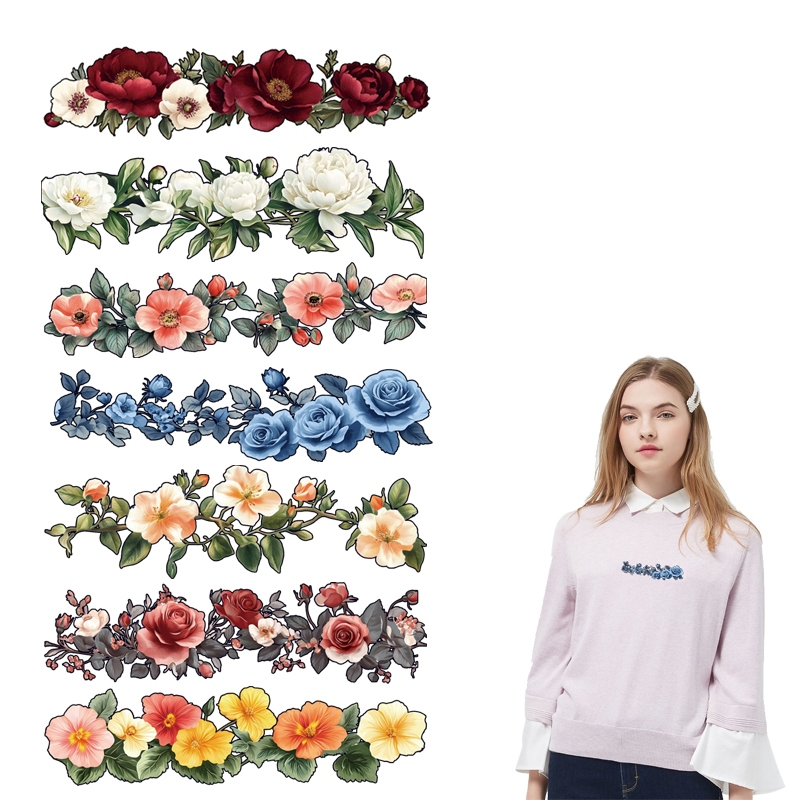 7 Pçs Flores Transferência De Calor Vinil Fácil De Cortar Imprensa Térmica Appliqued Parches Ropa Ro
