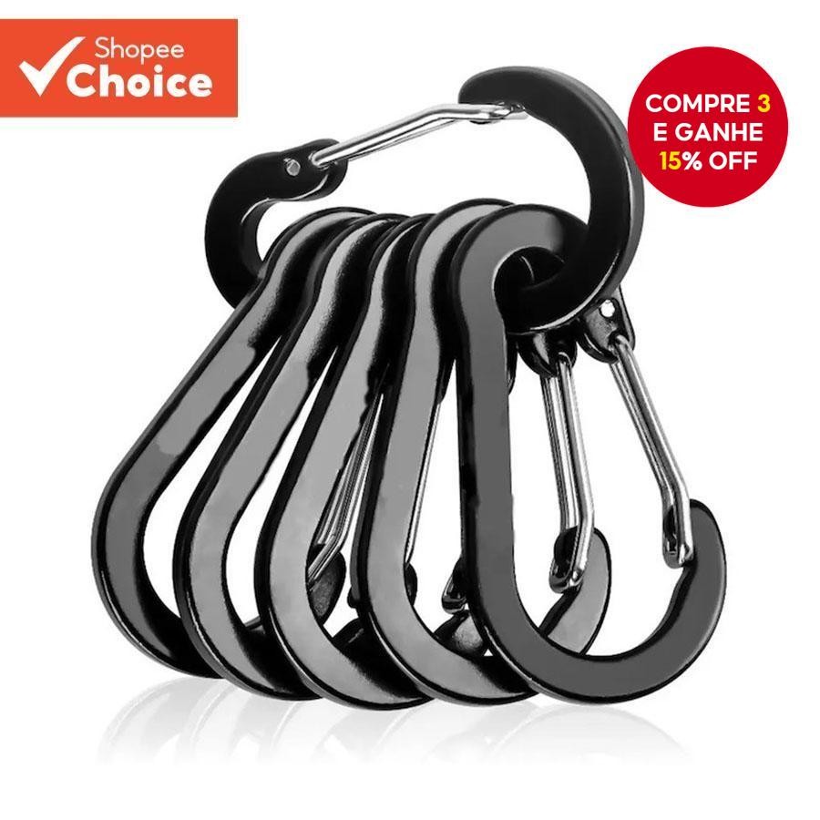 6pcs Mosquetões De Alumínio-5 # Forma De Cabaça Plana Com Mola De Gancho Em S , Clipes De Chaveiro A
