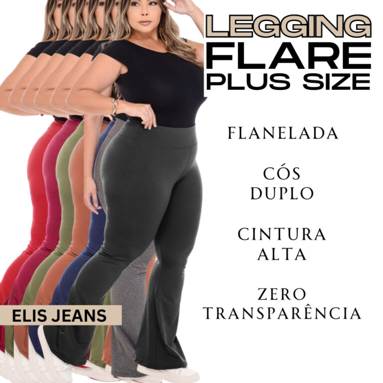 Calça Legging Plus Size Bailarina Flare Flanelada
