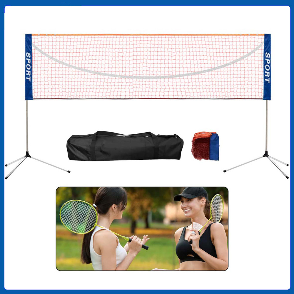Conjunto de rede de Badminton ajustável para vôlei de praia (com haste e rede de haste