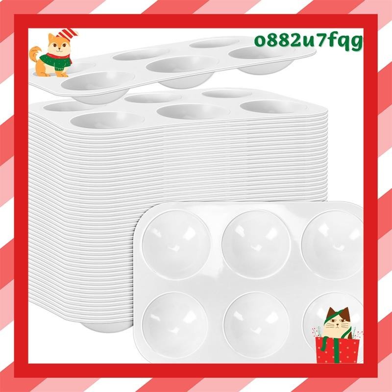 50 PCS Paleta De Aquarela Plástica Branca , 6 Paletas De Tinta Retangulares De Poço , Bandeja , Band