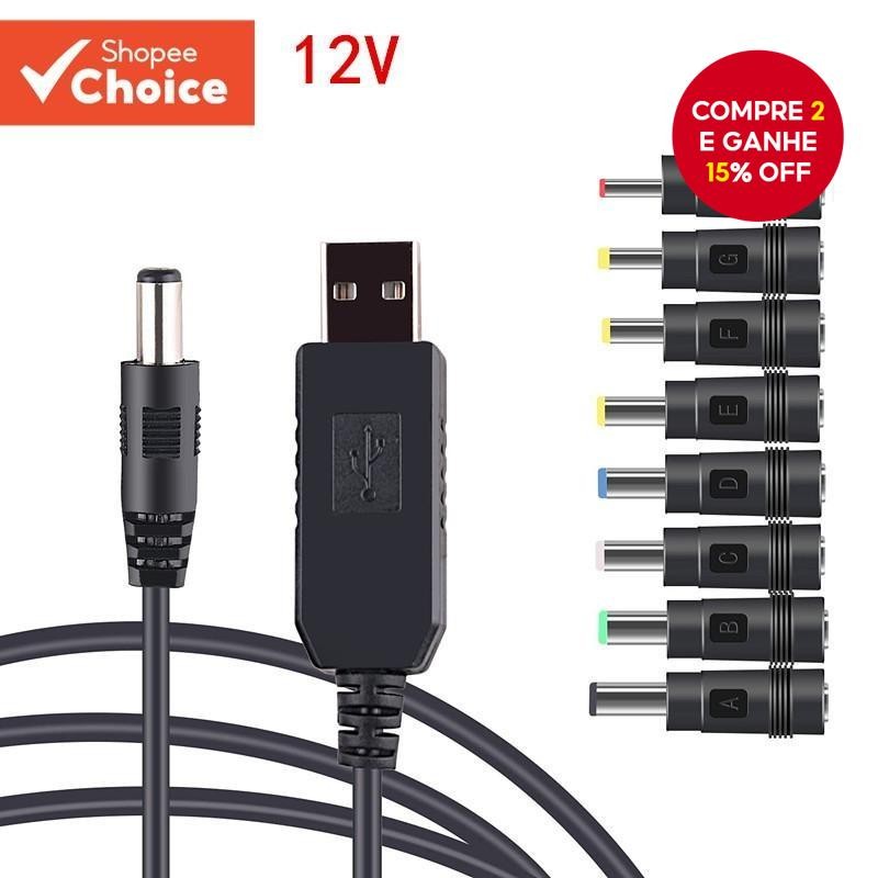 Cabo De Reforço De Energia USB 5V Para Conversor DC Boost Com 8 Cabeças Multifuncionais