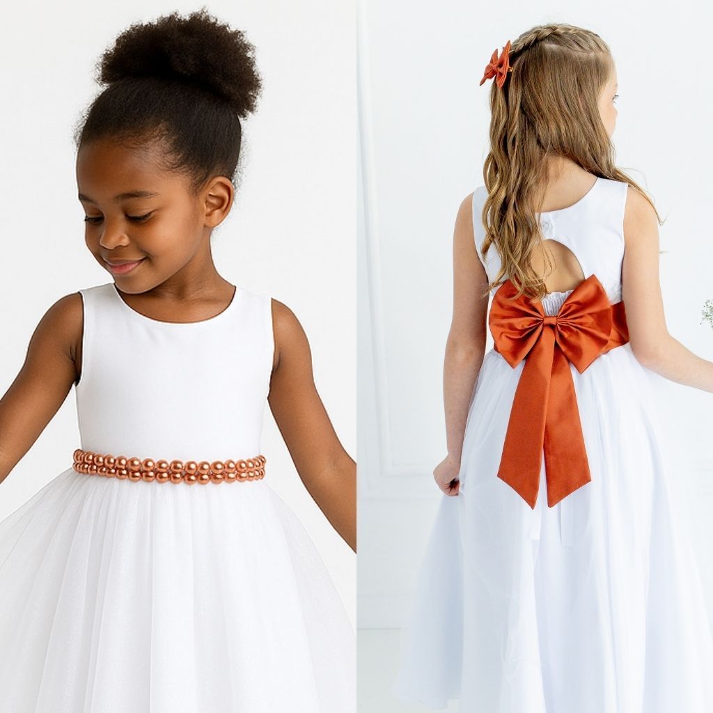 Cinto de Pérolas + Laço Terracota para Daminha | Acessório Festa Infantil REF4197