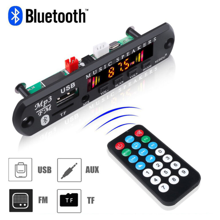 Placa MP3 Sem Fio Bluetooth 5.0 DC 9V 12V Suporte 