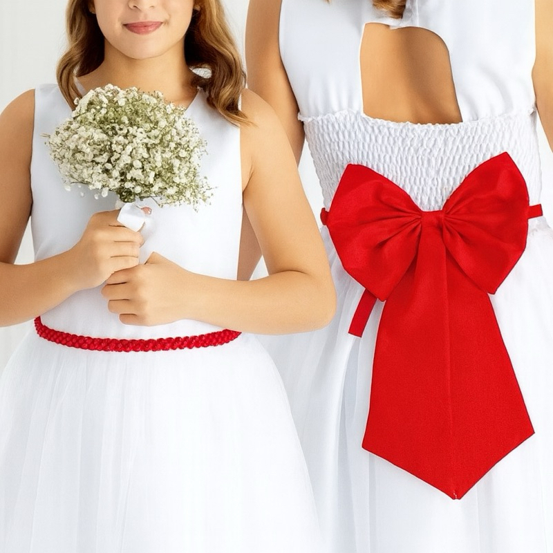 Cinto de Pérolas + Laço Vermelho para Daminha | Festa Infantil REF4197