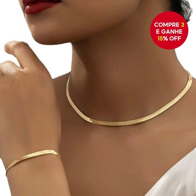Conjunto De Joias De Cobra-Colar E Pulseira De Cor