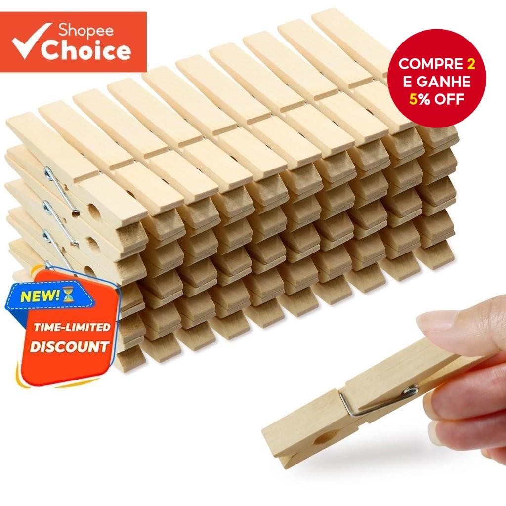 Cabides Pequenos Do Grampo De Bambu , Grampos De Madeira Multifuncionais Da Roupa À Prova De Vento E