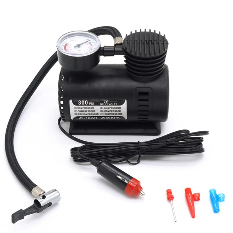 Mini Compressor Ar Automotivo 300psi 12v P/ Pneu Carro Moto Bicicleta Colchão Bola