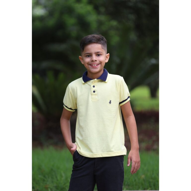 Camisa Polo ou Body Infantil Amarelinho