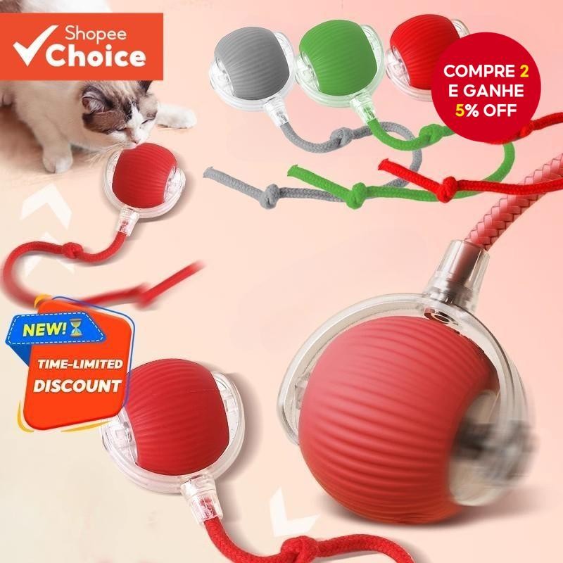 Gato Interativo Bola Brinquedo De Rolamento Automático Com Cauda Recarregável Inteligente Animal De