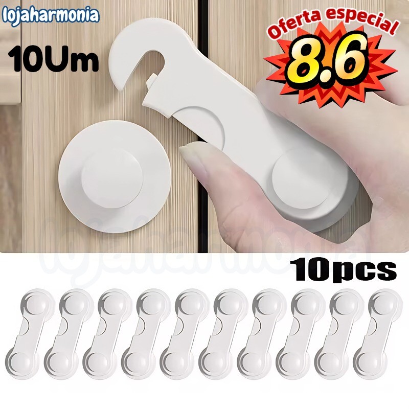Kit 10/20 Travas Para Gaveta Porta Armário Segurança Bebê – Opção de cores