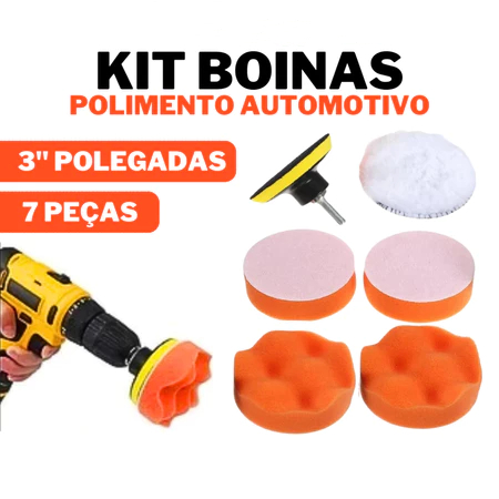 Kit Boina Automotiva Polimento 3 Pol 7 Peças Espu