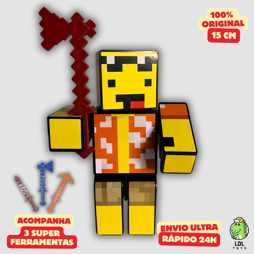 Boneco Mel Turma do Problems 15cm Articulado Acompanha 3 Ferramentas Youtuber Algazarra