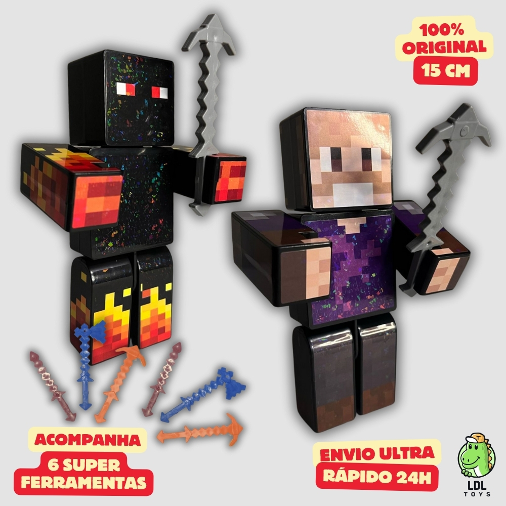 Kit 2 Bonecos 15cm Athos + Tonigon Gamer Articulado + 6 Ferramentas + 2 Chaveiros Youtuber Algazarra