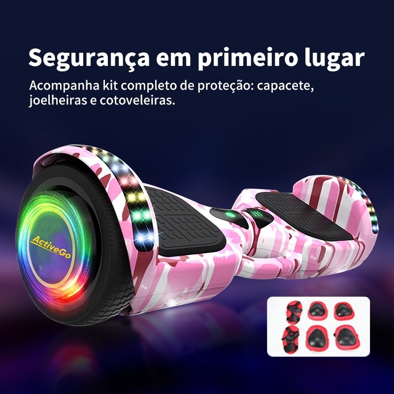 Hoverboard 6.5 com Som Bluetooth, Iluminação LED e Bateria PotenteModelo Infantil