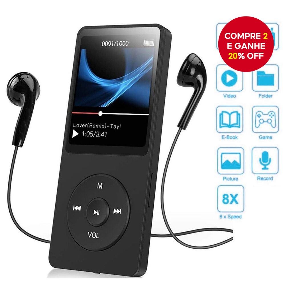 Leitor De MP3 Portátil , Tela Digital , Suporte Para 128GB , Bluetooth , MP4/MP3 , Rádio FM Sem Perd