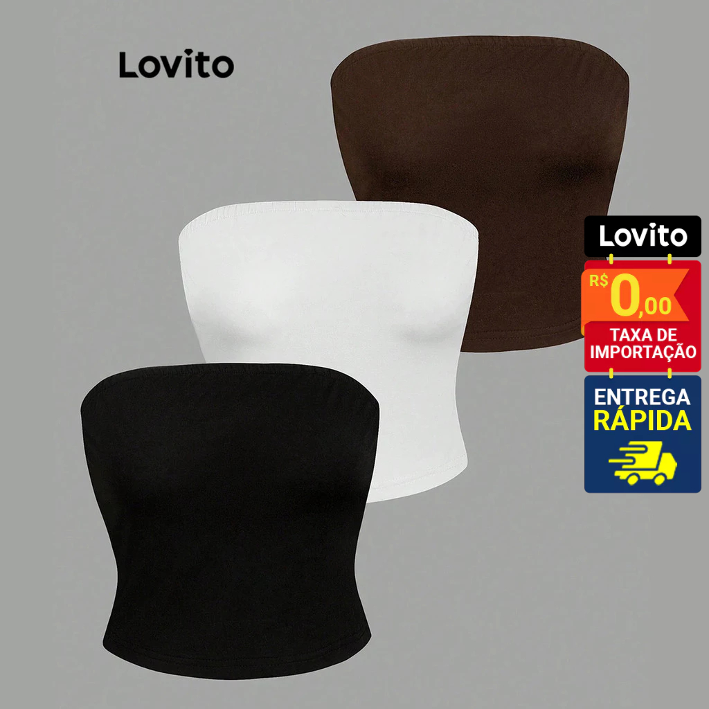 Lovito Top Tomara Feminino que Caia Liso L83ED280