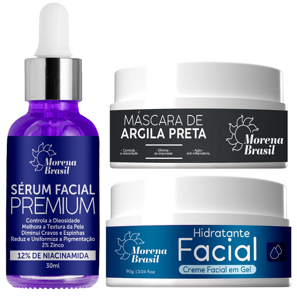 Tratamento Facial  Argila Preta + Niacinamida + Creme Gel | Controle de Oleosidade e Acne