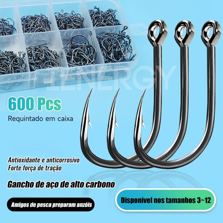 Kit Pesca: 600 Anzóis Chinu nos Tamanhos 3 ao 12 