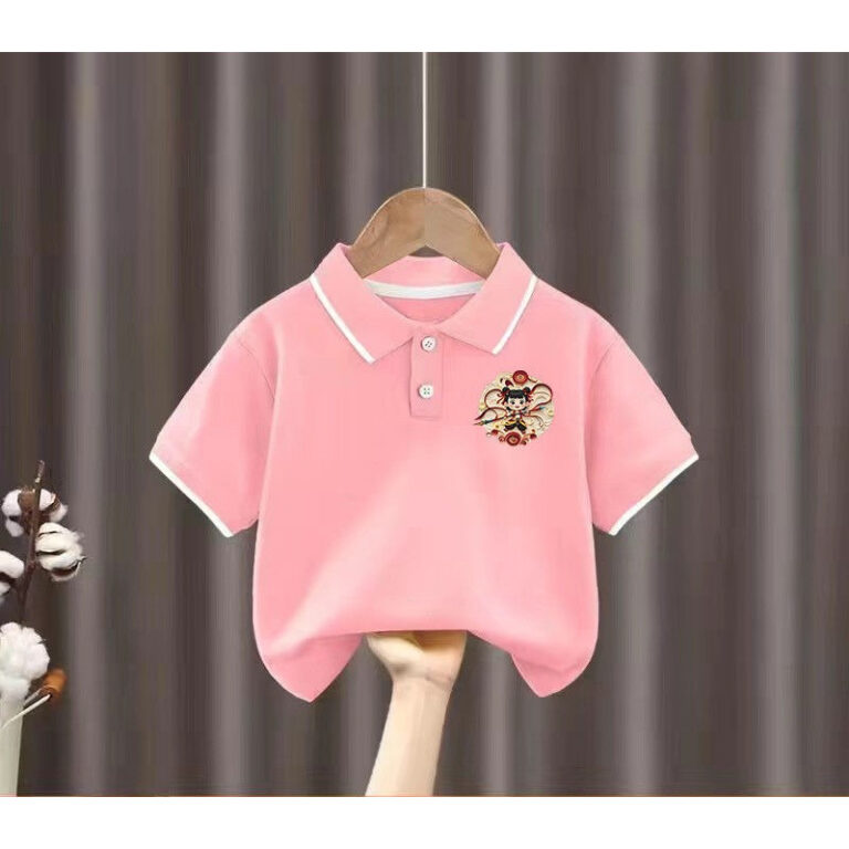 2025 Nezha Print Camisa Polo Infantil Verão Algod