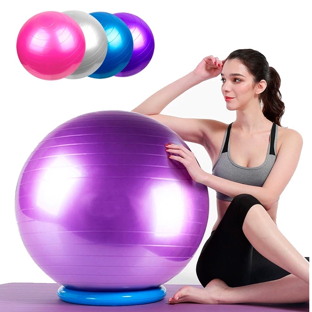 Bola de Pilates 65cm – Com Bomba de Ar para Yoga, Abdominais, Ginástica  – Cor Aleatória