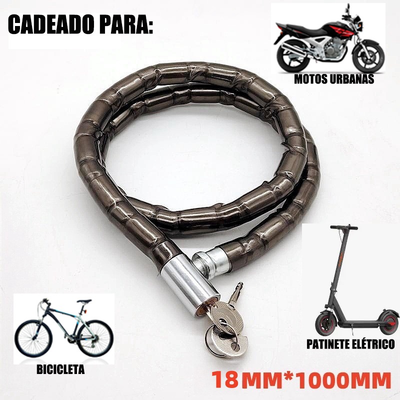 Trava Anti Furto Articulada Cadeado Moto Estepe 1M X 18mm