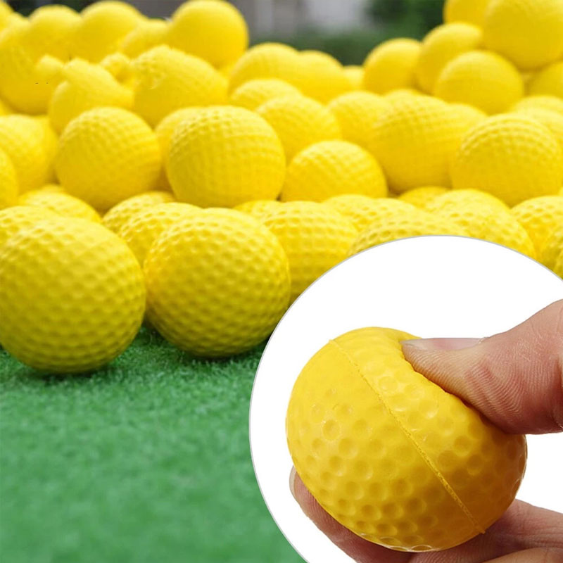 10 Peças De Bola De Golfe De Material Pu Amarelo, Bola Macia De Camada Única Para Prática interna