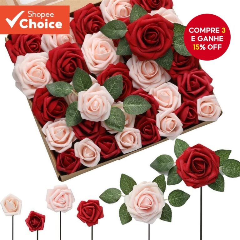 Decoração Artificial De Flor Rosa Grande 50 Unid
