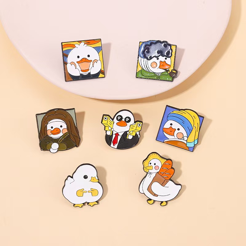 Novo Conjunto de Pins de Pato e Ganso Fofo – Broches de Animais em Estilo Cartoon, Pins Metálicos Di
