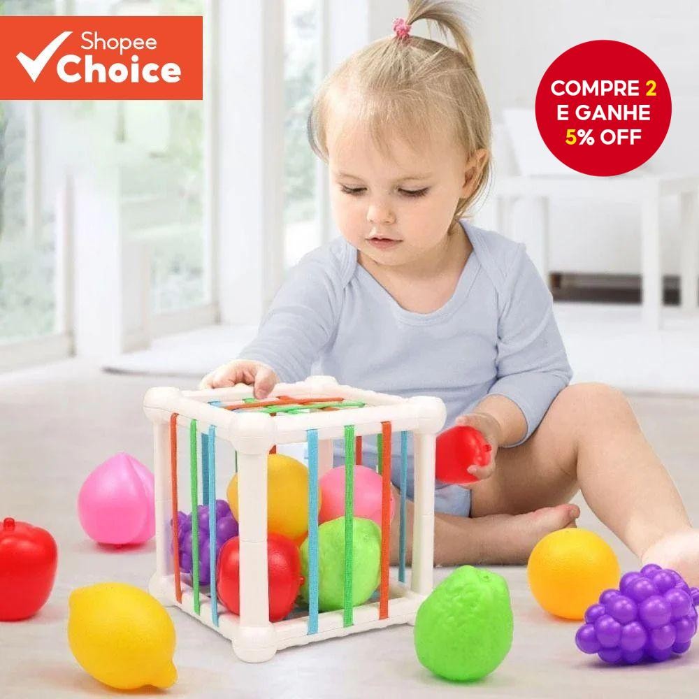 Cubo Classificador De Forma Montessori Com Frutas Coloridas Para Desenvolvimento De Habilidades Moto