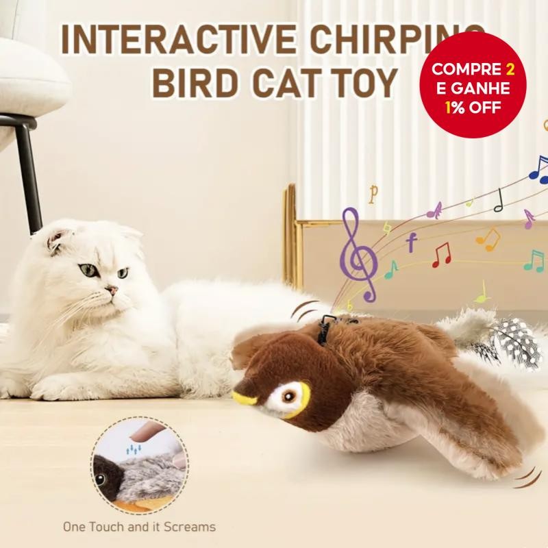 Asas Interativas Batendo Pardal Gato Brinquedo Chilrear Pássaro Toque Ativado Recarregável USB Para