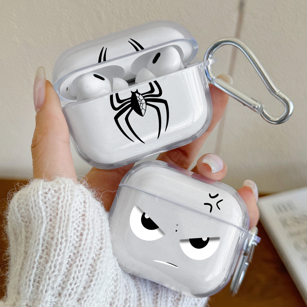 Capa Sem Fio Bluetooth Para AirPods Pro/Pro2 Transparente TPU Textura Aranha De Fone De Ouvido 4/3 P