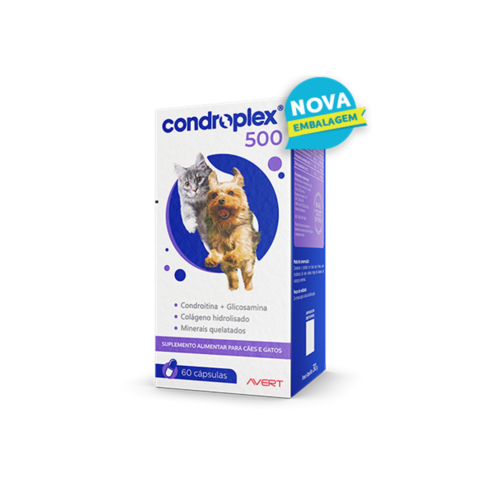 Suplemento Condroplex 500 Para Cães E Gatos – C/ 60 Cápsulas