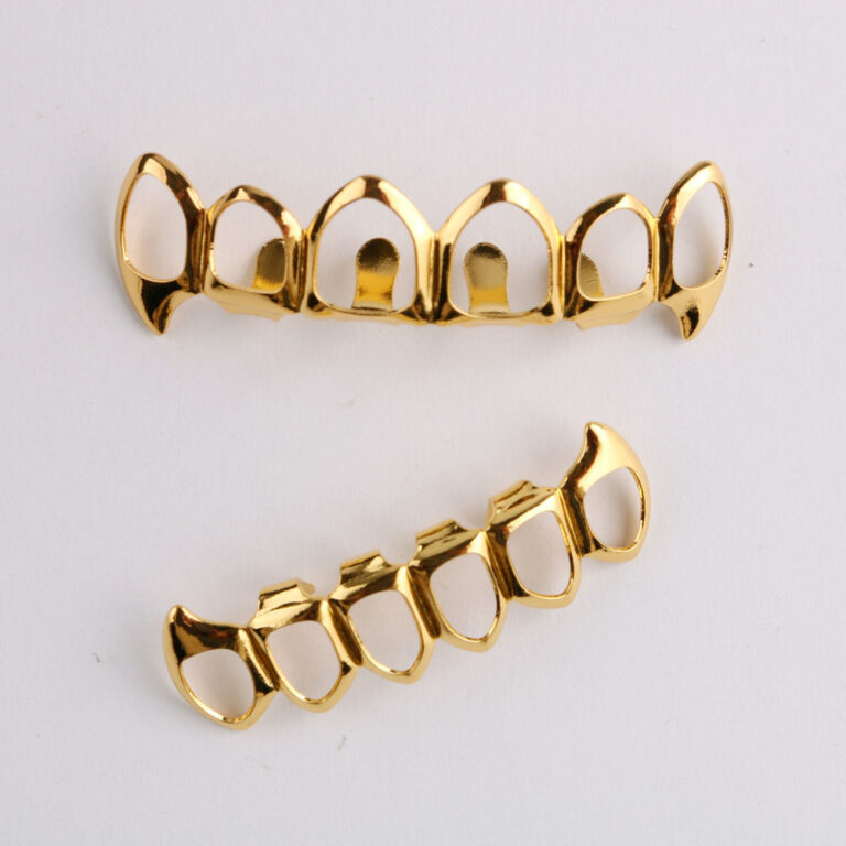 18k ouro dentaduras Halloween oco dentes dourados 