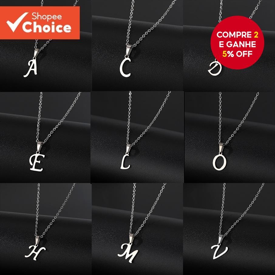 Colar Inicial De Letra De Prata A Z Personalizado , De Corrente Sem Manchas De Aço Inoxidável Para