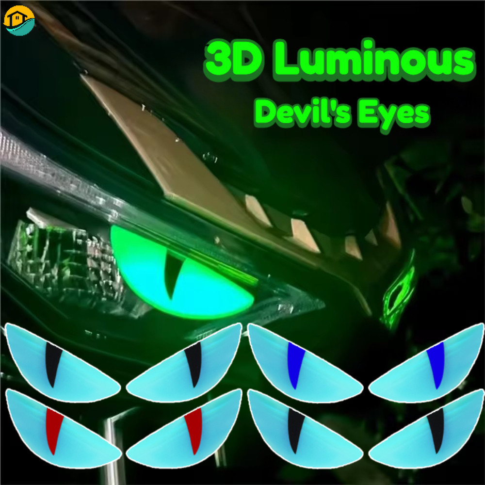 3D Luminoso Olho Do Diabo Faróis Da Motocicleta Capacete Decoração Adesivos Reflexivos Universal Dec