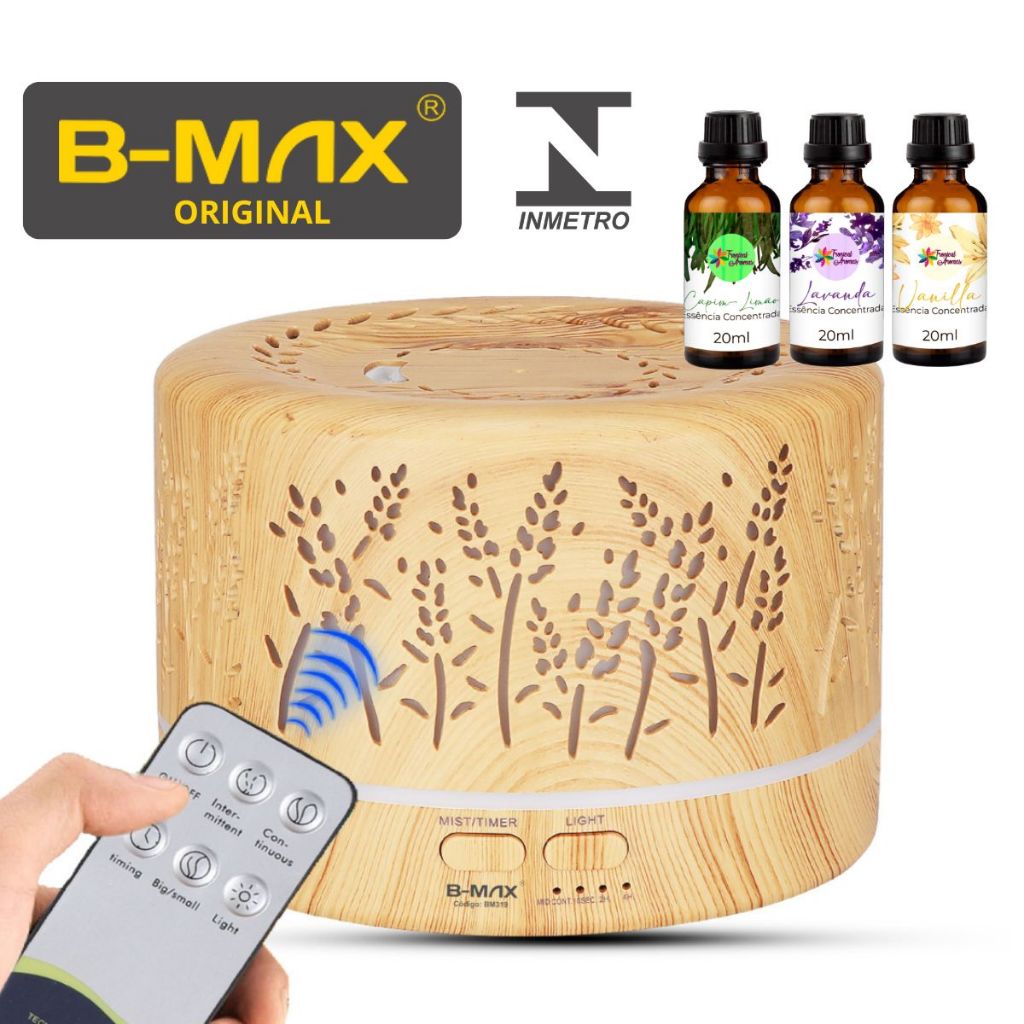 Kit Difusor Aromatizador de Ambiente Eletrico + 3 Essencias