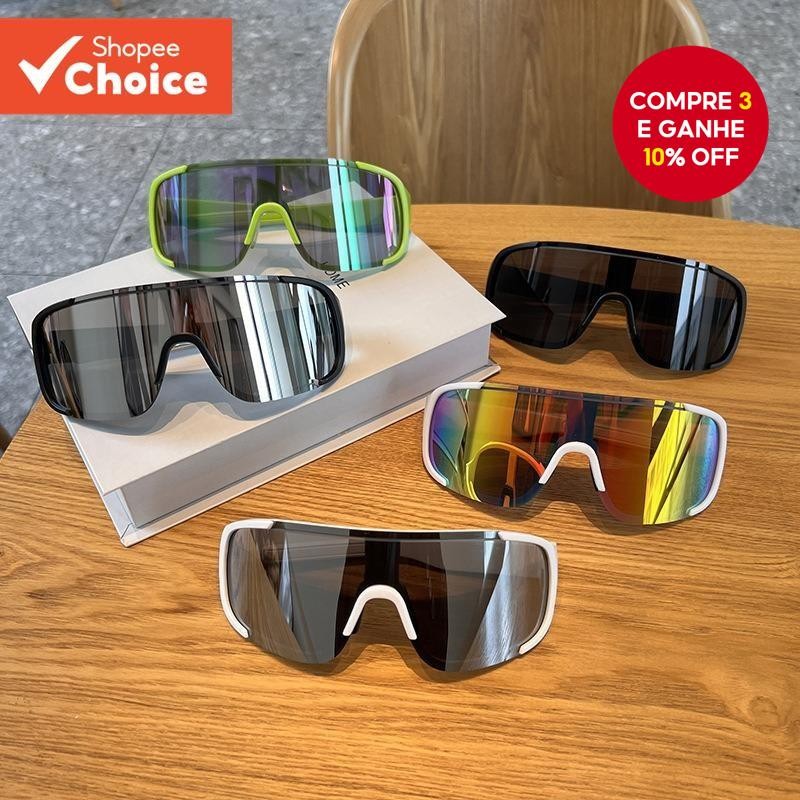 Óculos de sol para esportes ao ar livre, à prova de vento, com armação oversized, UV400, unissex, pa