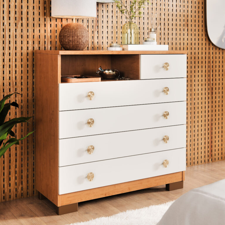 Cômoda 5 Gavetas Select Para Quarto Adulto Multiu