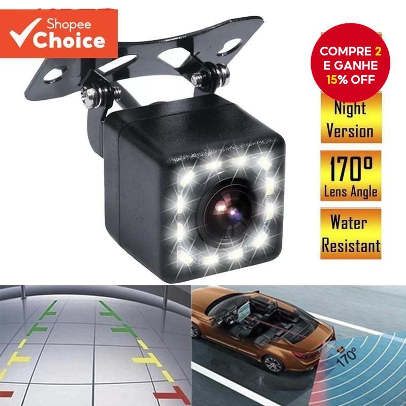 Câmera 12LED À Prova Dágua Com Visão Noturna Para Estacionamento Traseira 12V