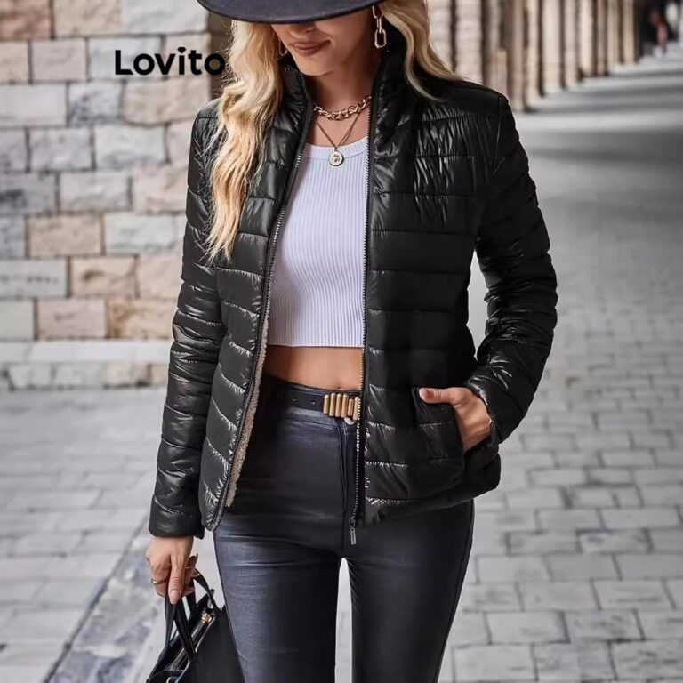 Lovito Casaco Casual de bolso liso para mulheres L
