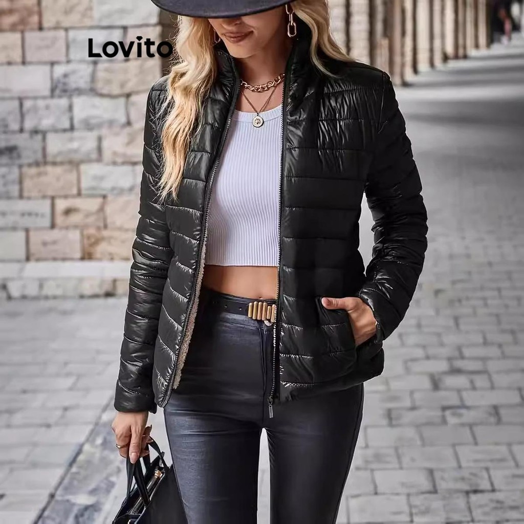 Lovito Casaco Casual Com Bolso Simples Para Mulheres LNL99575