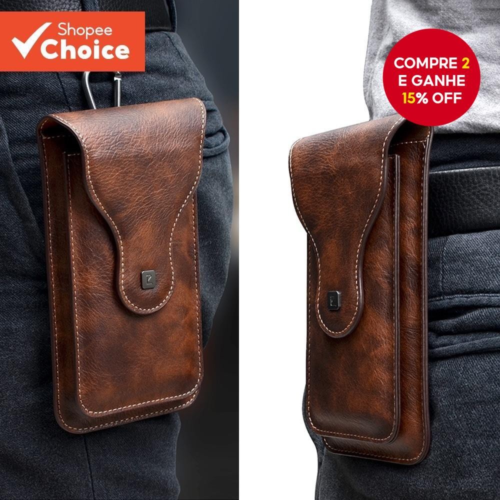 VIETAO Cinto Clipe Saco da Cintura Carteira Caso de Telefone 2 Bolsas Universal Couro