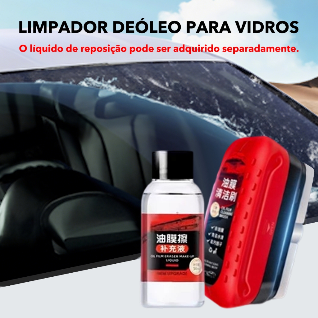 Escova Forte para Limpeza de Filme Oleoso em Vidros de Carro  Remove Sujeira do Para-brisa Laterais