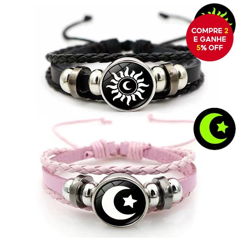 Pulseira De Couro Moonstone Que Brilha No Escuro , Joia Trançada Com Contas , Presente Perfeito Para