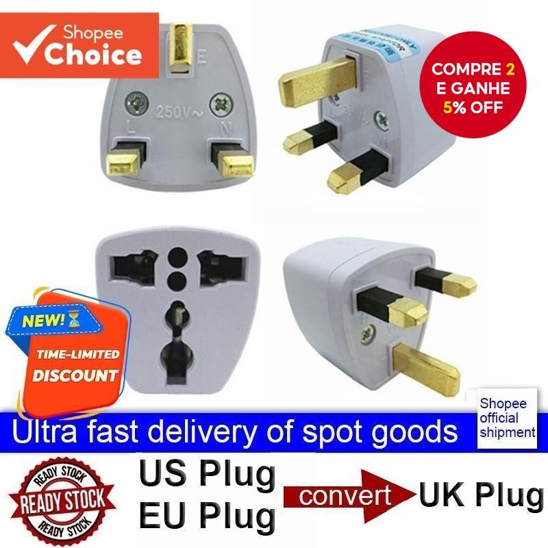 Adaptador Universal De Plugue De 3 Pinos 2 Multi Malásia Reino Unido TV-UK3PinPlug