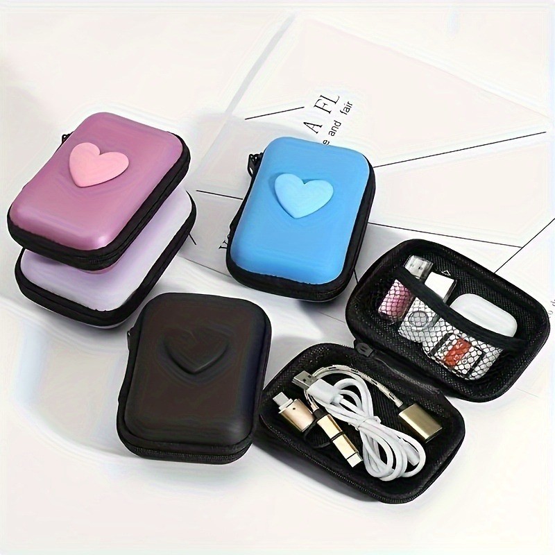 3D Love-Heart Fone De Ouvido Cabo De Dados Carregador Power Bank Caixa Retangular Bolsa De Armazenam